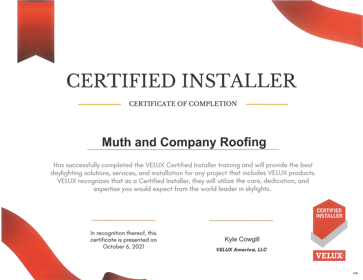 2021 Velux Certificate